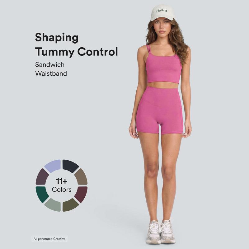 UltraSculpt High Waisted Tummy Control Pocket Shaping Training Biker Shorts